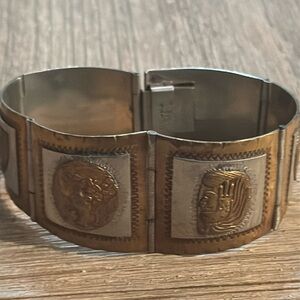 Vintage Taxco Sterling Silver Mexican Aztec Mayan Panel Bracelet